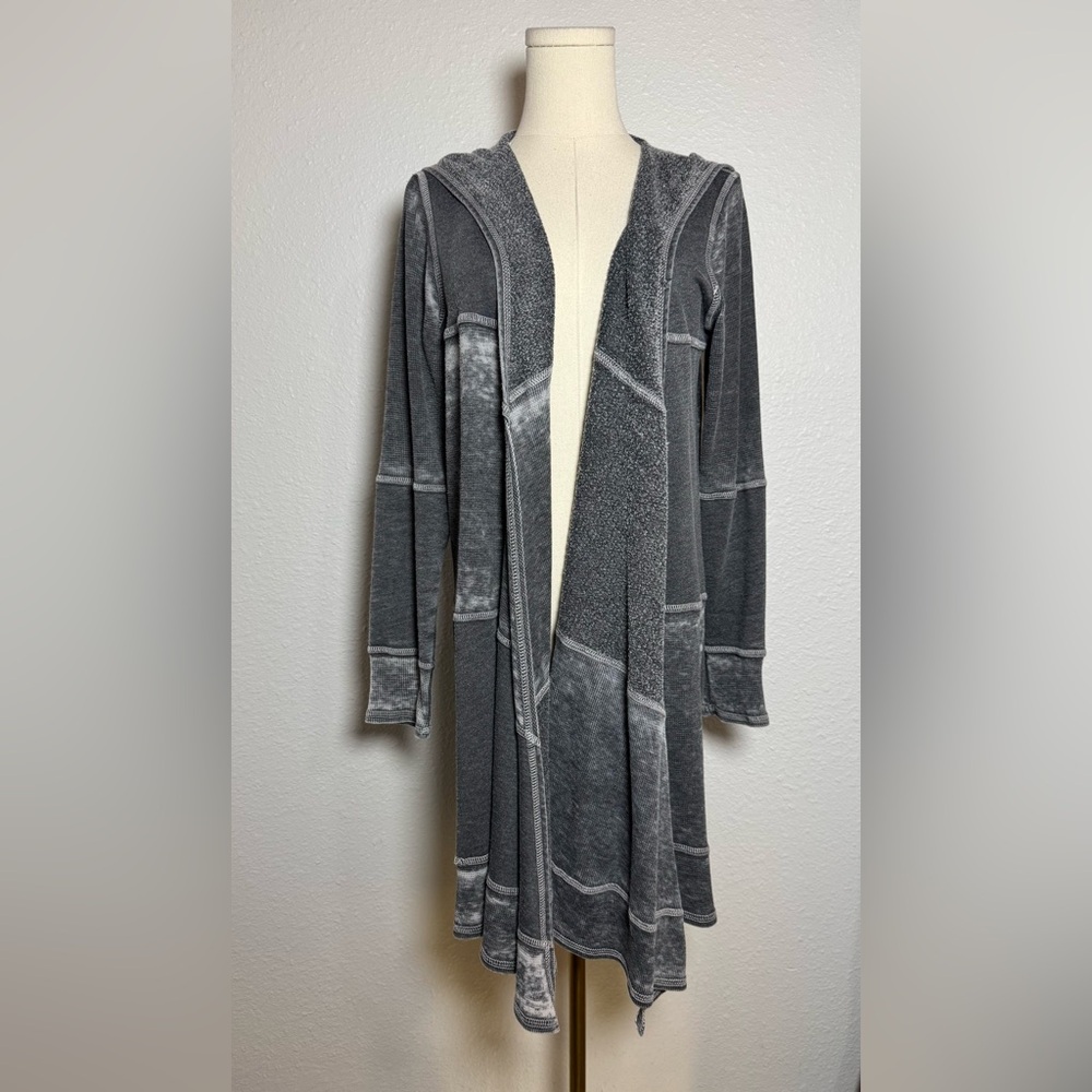 Allen Allen Charcoal Mineral Wash Hooded Cardigan size Large